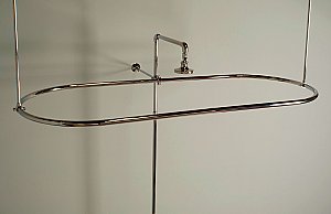 Solid Brass Oval Shower Curtain Enclosure Rod, 58" X 24", for Side or End Mount - Multiple Finishes Available