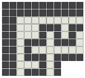Doric Greek Key Outside Corner in White/Black - 3/4" Square Tiles - Sold Per Sheet