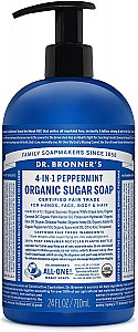 Dr. Bronner's Organic Peppermint Sugar Soap Liquid Soap With Pump - 12 Ounce