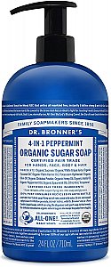 Dr. Bronner's Organic Peppermint Sugar Soap Liquid Soap With Pump - 12 Ounce