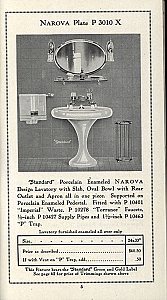 Antique American Standard "Narova" Cast Iron Pedestal Sink - Circa 1911