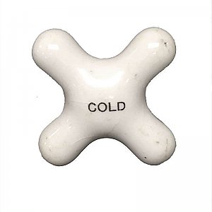 Antique Porcelain "Cold" Faucet Cross Handle