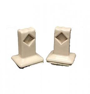 Pair of Antique Tile-In Beige or Cream (American Standard Bone or Kohler Almond) Porcelain Towel Bar Ends