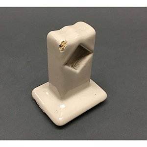 Pair of Antique Tile-In Beige or Cream (American Standard Bone or Kohler Almond) Porcelain Towel Bar Ends