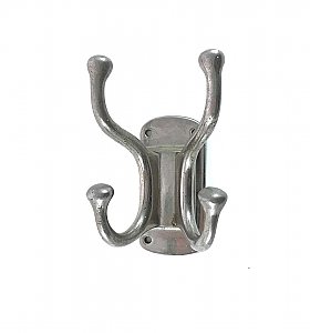 Antique Wall Mounted Polished Nickel Robe or Bath Double Hook