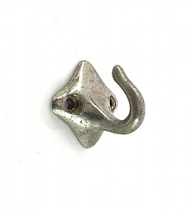Antique Wall Mounted Polished Nickel Small Shaving Strop Hook - Diamond Backplate