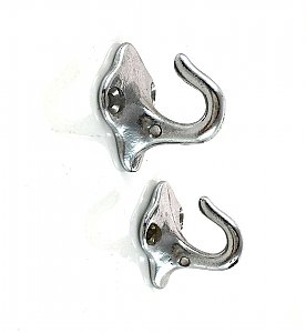 Pair of Antique Wall Mounted Polished Chrome Shaving Strop Hooks - Diamond Backplate