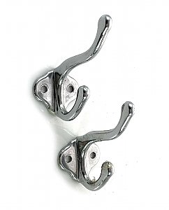 Pair of Antique Wall Mounted Polished Chrome Robe or Towel Bath Hooks
