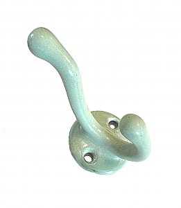 Antique Green Enameled Wall Mounted Robe or Towel Hook - Circa 1925