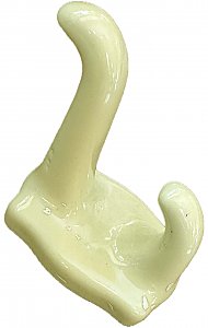 Antique Yellow Ceramic Art Deco Surface Mount Robe or Towel Hook - Circa 1930
