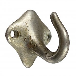 Antique Wall Mounted Nickel Plated Shaving Strop Hook - Diamond Backplate