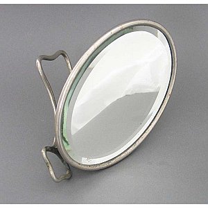 Art Brass Co. Nickel Plated Beveled Shaving Mirror
