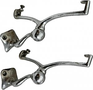 Antique "San-o-la" Nickel Shelf Bracket Pair w/ 26" Glass Shelf