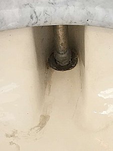 Antique Circa 1900 Marble Corner Bathroom Sink with Porcelain Bowl