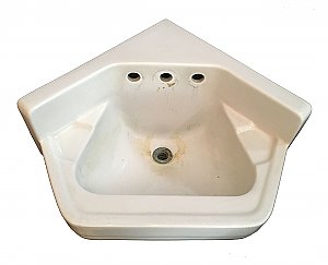 Antique "Standard" Corner Mount Vitreous China Wall-Hung Bathroom Sink