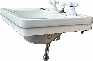 Antique Thomas Maddock's Madbury Vitreous China Peg Leg Sink - Circa 1916