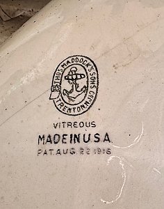 Antique Thomas Maddock's Madbury Vitreous China Peg Leg Sink - Circa 1916
