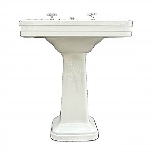 Antique Crane "Corwith" Vitreous China Pedestal Sink - Circa 1920