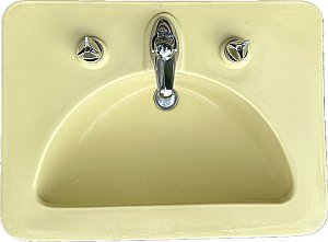Antique Crane "Elayne" Vitreous China Bathroom Sink in Citrus Yellow - Circa 1954
