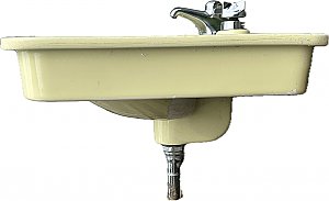 Antique Crane "Elayne" Vitreous China Bathroom Sink in Citrus Yellow - Circa 1954