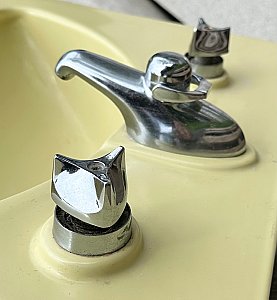 Antique Crane "Elayne" Vitreous China Bathroom Sink in Citrus Yellow - Circa 1954