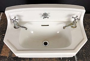Antique Eljer Shallow Profile Porcelain Wall Hung Bathroom Sink Circa 1929
