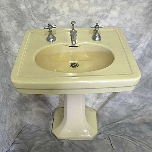 Antique Yellow Pedestal Sink