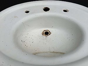 Antique "Standard" Cast Iron Pedestal Sink Circa 1913 - Mae West or Jetson's Style