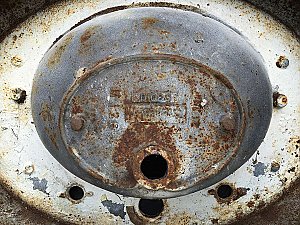 Antique "Standard" Cast Iron Pedestal Sink Circa 1913 - Mae West or Jetson's Style