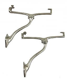 Antique "Art Brass Co NY" Nickel Shelf Bracket Pair