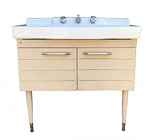 Antique American Standard Vitreous China & Metal Bathroom Sink Vanity