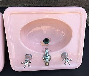 Antique Crane "Idalia" Vitreous China Orchid Pink Peg Leg Sink - Circa 1919