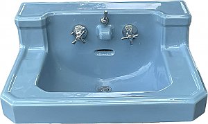 Antique Vitreous China Standard "Companion" Wall Hung Lavatory Sink in Claire de Lune Blue - Circa 1949