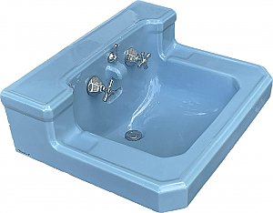 Antique Vitreous China Standard "Companion" Wall Hung Lavatory Sink in Claire de Lune Blue - Circa 1949