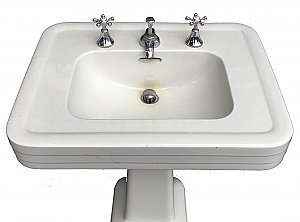 Antique Crane "Corwith" Vitreous China Pedestal Sink - Circa 1920