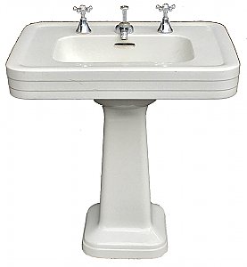 Antique Crane "Corwith" Vitreous China Pedestal Sink - Circa 1920