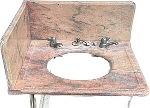 Antique Pink Marble Corner Bathroom Sink  - Circa 1900