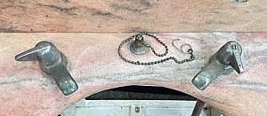 Antique Pink Marble Corner Bathroom Sink  - Circa 1900