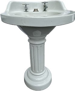 Antique Trenton Pottery Co. Porcelain Pedestal Bathroom Sink
