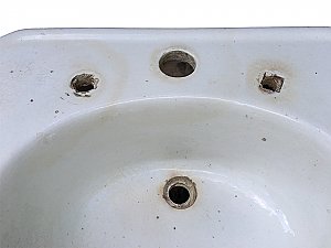 Antique Earthenware Pedestal Sink With Square Fluted Base Circa 1910
