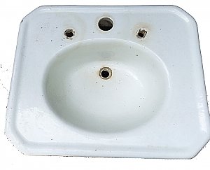 Antique Earthenware Pedestal Sink With Square Fluted Base Circa 1910