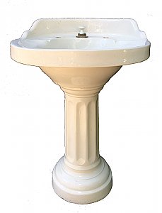 Antique "Eljer" Comfort Vitreous China Round Pedestal Sink With Fluted Base Circa 1918