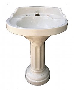 Antique "Eljer" Comfort Vitreous China Round Pedestal Sink With Fluted Base Circa 1918