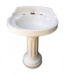 Antique "Eljer" Comfort Vitreous China Round Pedestal Sink With Fluted Base Circa 1918