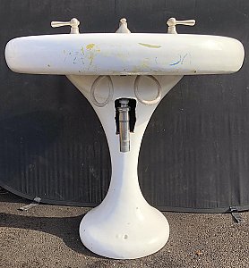 Antique American Standard "Narova" Cast Iron Pedestal Sink - Circa 1911