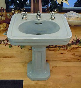 Antique Blue Pedestal Sink