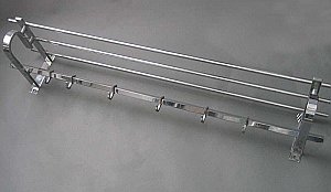 Antique Belgian Chrome Train Rack Shelf with Hooks