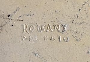 Antique USQTCO Romany Tile Co. 6" Porcelain Shoulder Cove Base Inside Corner Right Facing - Tawny Beige