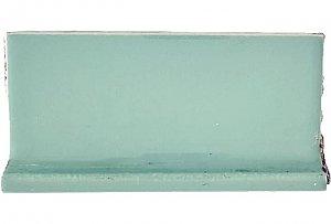Antique Gloss Green Sanitary Cove Base Tile 6" x 2-7/8" - Circa 1960