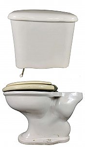 Antique L. Wolff Manufacturing "Silent Flow" Toilet Bowl and Trenton Potteries Toilet Tank and Lid
